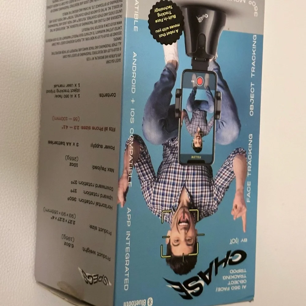 iJoy Chase 360 Face Object Tracking Tripod Mount, Smartphone Vlogging, in Box